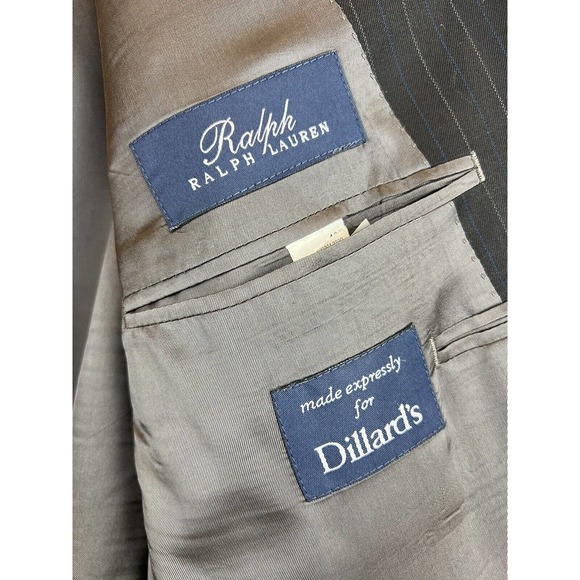 Ralph Ralph Lauren Suit 42R 36x30 Classic Black Pinstripe 100% Wool - Picture 6 of 7